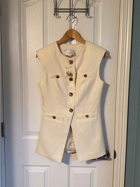 NEW Anthropologie Endless Rose Cream Sleeveless Structured Button Vest